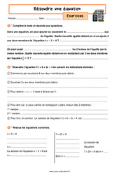 Résoudre une équation – 4ème – Exercices avec les corrigés - PDF à imprimer