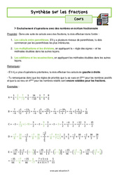 Synthèse sur les fractions – 4ème – Séquence complète - PDF à imprimer