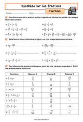 Synthèse sur les fractions – 4ème – Exercices avec les corrigés - PDF à imprimer