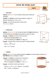 Volume des solides usuels – 5ème – Séquence complète - PDF à imprimer