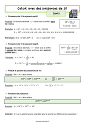 Calcul avec des puissances de 10 – 4ème – Séquence complète - PDF à imprimer