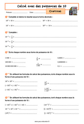 Calcul avec des puissances de 10 – 4ème – Exercices avec les corrigés - PDF à imprimer