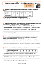 Effectif, fréquence et moyenne (statistiques) – 4ème – Exercices avec les corrigés - PDF à imprimer