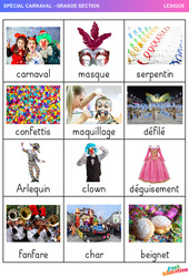 La fête de Carnaval – Vocabulaire - GS - Grande section – Maternelle - PDF à imprimer