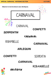 Carnaval - Lecture - MS - Moyenne section - PDF à imprimer