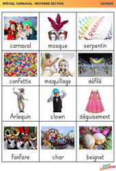 Carnaval – Vocabulaire - MS - Moyenne section – Maternelle - PDF à imprimer