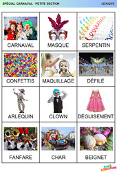 Carnaval – Vocabulaire - PS - Petite section – Maternelle - PDF à imprimer