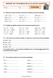 Multiplier par une puissance de 10 et écriture scientifique – 4ème – Exercices avec les corrigés - PDF à imprimer