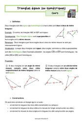 Triangles égaux (ou isométriques) – 4ème – Séquence complète - PDF à imprimer