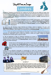 Londres - Escale 4 - Petit tour en Europe - 5ème - 4ème - Cahier de vacances de printemps/Pâques - PDF à imprimer