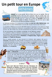 Athènes - Escale 9 - Petit tour en Europe - 5ème - 4ème - 1ère semaine d'Août - Cahier de vacances - PDF à imprimer