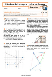 Calcul de longueur - Théorème de Pythagore – 3ème – Evaluation avec la correction - PDF à imprimer