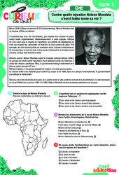 Nelson Mandela - Cm1 - Cm2 - 6ème - Curieux de tout - Journée contre le racisme - 21 Mars - PDF à imprimer