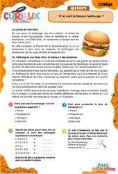 D’où vient le fameux hamburger ? - 5ème - 4ème - 3ème - Curieux de tout - PDF à imprimer