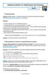 Nombres premiers et simplification de fractions – 3ème – Séquence complète - PDF à imprimer