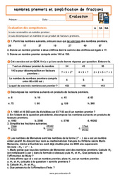 Nombres premiers et simplification de fractions – 3ème – Evaluation avec la correction - PDF à imprimer