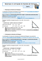 Réciproque et contraposée du théorème de Pythagore – 3ème – Cours - PDF à imprimer