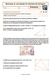 Réciproque et contraposée du théorème de Pythagore – 3ème – Evaluation avec la correction - PDF à imprimer