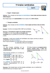 Triangles semblables – 3ème – Séquence complète - PDF à imprimer