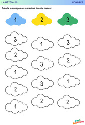 Les trois nuages – Météo – Nombres – Petite Section – Moyenne Section – Maternelle - PDF à imprimer