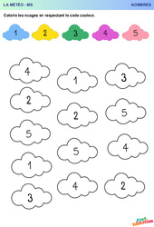 Les cinq nuages – Météo – Nombres – Petite Section – Moyenne Section – Maternelle - PDF à imprimer