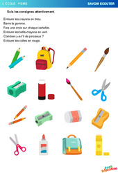 Crayons - L'école - PS - MS - Savoir écouter en maternelle - PDF à imprimer
