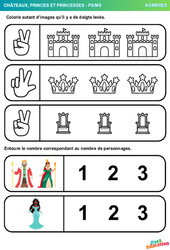 Princes et Princesses – Nombres – Petite Section – Moyenne Section – Maternelle - PDF à imprimer