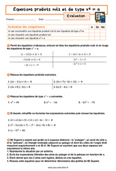 Equation produit et racine carrée – 3ème – Evaluation avec la correction - PDF à imprimer