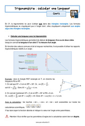 Calculer une longueur – 3ème – Séquence complète sur la trigonométrie - PDF à imprimer