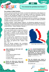Les symboles de la France - L'origine - 5ème - 4ème -3ème - Curieux de tout - PDF à imprimer