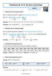 Puissance de 10 et écriture scientifique – 3ème – Séquence complète - PDF à imprimer