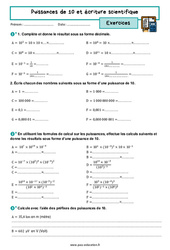 Puissance de 10 et écriture scientifique – 3ème – Exercices avec les corrigés - PDF à imprimer