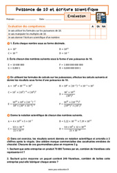 Puissance de 10 et écriture scientifique – 3ème – Evaluation avec la correction - PDF à imprimer