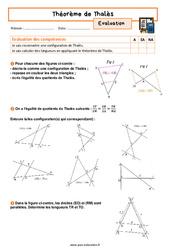 Calcul de longueur – 3ème – Evaluation avec la correction sur le théorème de Thalès - PDF à imprimer