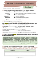Le vocabulaire relatif au fantastique – 4ème – Exercices avec les corrigés - PDF à imprimer