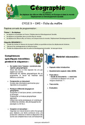 Se déplacer de ville en ville en France, en Europe et dans le monde - Cm2 - Séquence + vidéo - Miss Boussole #3 - Épreuve écrite d'application CRPE 2025 - Cycle 3 - PDF à imprimer