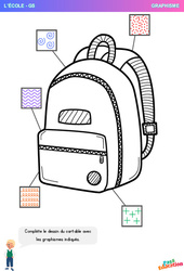 Cartable - Ecole - Graphisme - GS - Grande section - Maternelle - PDF à imprimer