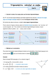 Calculer un angle – 3ème – Séquence complète sur la trigonométrie - PDF à imprimer