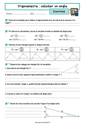 Calculer un angle – 3ème – Exercices avec les corrigés sur la trigonométrie - PDF à imprimer