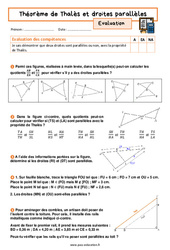 Réciproque de Thalès et parallèles – 3ème – Evaluation avec la correction - PDF à imprimer