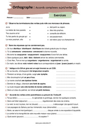 Accords complexes sujet/verbe (1) – 4ème – Exercices avec les corrigés - PDF à imprimer