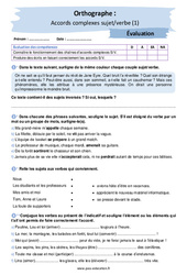 Accords complexes sujet/verbe (1) – 4ème – Evaluation avec la correction - PDF à imprimer