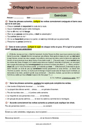 Accords complexes sujet/verbe (2) – 4ème – Exercices avec les corrigés - PDF à imprimer