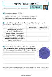 Sphère et boule: repérage - 3ème - Exercices corrigés - PDF à imprimer