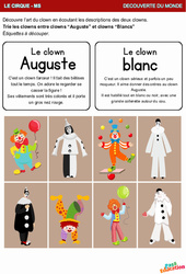 Le clown Auguste et le clown blanc - MS - Explorer le monde en maternelle - PDF à imprimer