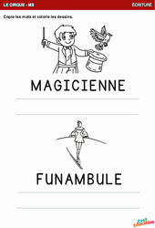 Magicienne et Funambule - Ecriture - Moyenne section - Maternelle - PDF à imprimer