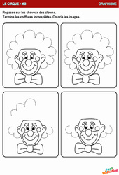 Cheveux des clowns - Cirque - Graphisme - MS - Maternelle - PDF à imprimer