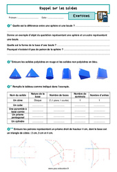 Les solides (Rappel) - 3ème - Exercices corrigés - PDF à imprimer