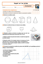 Les solides (Rappel) - 3ème - Evaluation avec les corrigés - PDF à imprimer