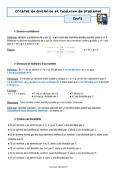 Critères de divisibilité et résolution de problèmes - 3ème - Séquence complète - PDF à imprimer